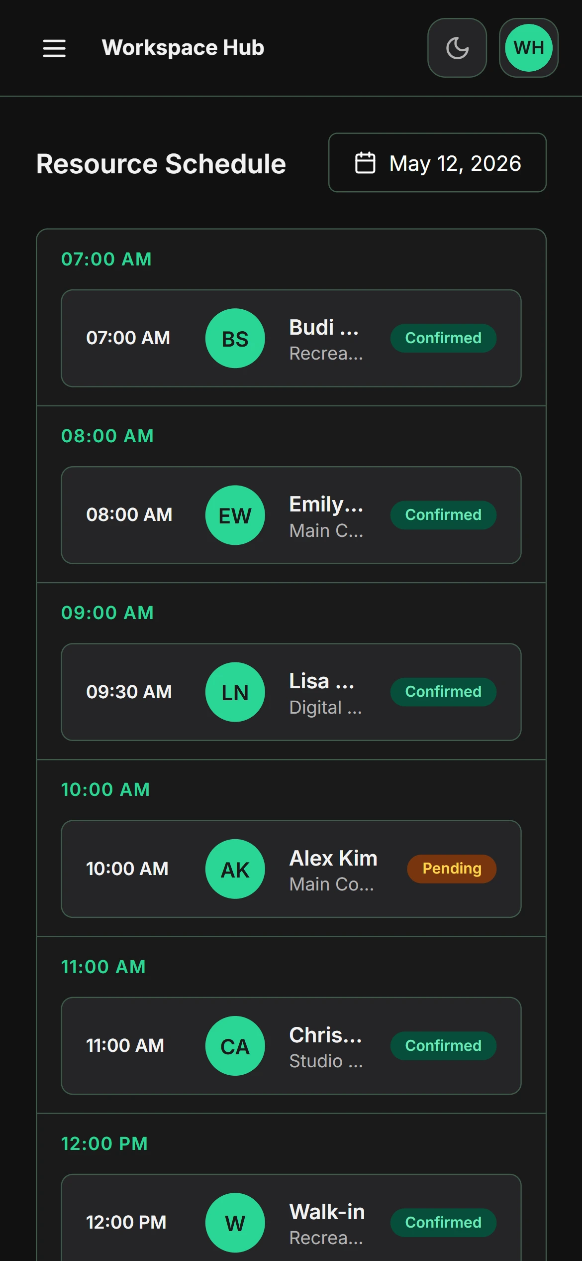 Operator management screen